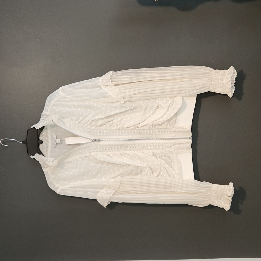 Chelsea & Walker Silk Blend Polka Dot Sheer Jacket